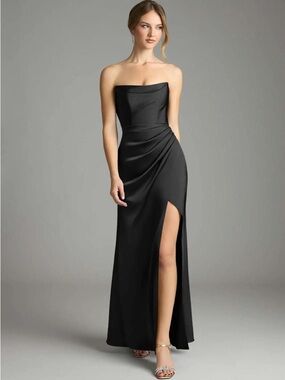 NWT Azazie Leonis black mermaid stain dress convertible straps size A4